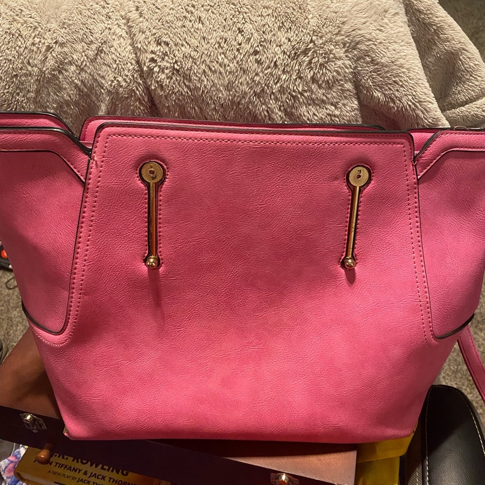 Large pink tote shoulder bag